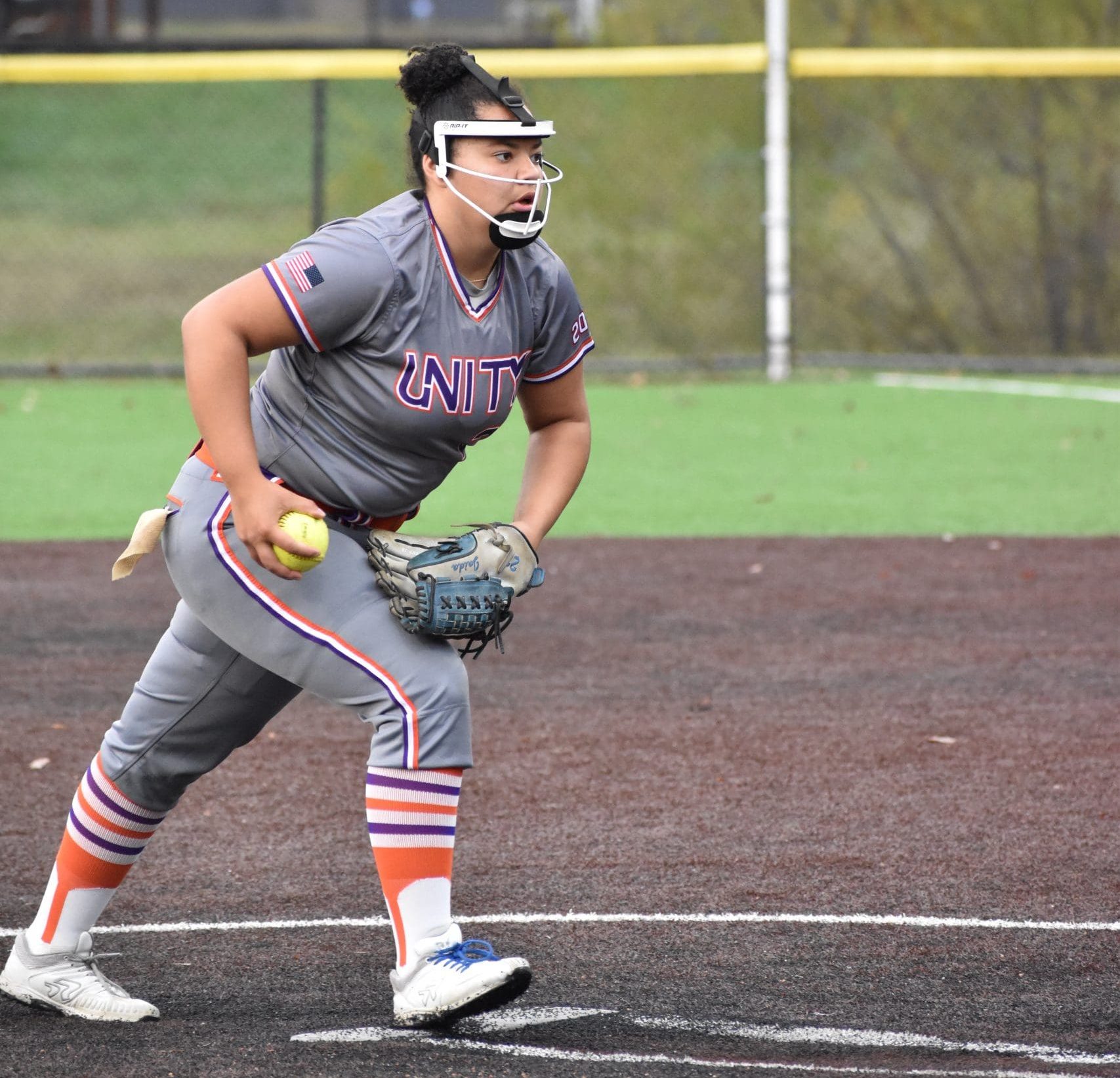 Newton High School’s Jaida Long sets up for the pitch while representing her club team. The right-hander dominated the East Coast Showcase with a .713 batting average and three home runs.