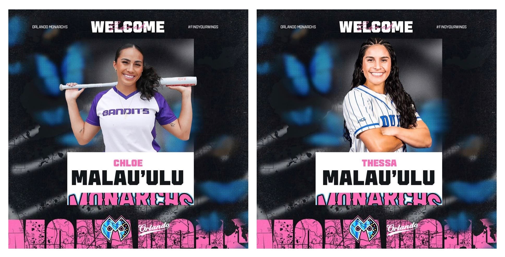 Chloe and Thessa will be playing together again this summer for the Orlando Monarchs in Florida, part of the Women’s Professional Fastpitch (WPF) League. This marks the first time since high school that they will be on the same team.