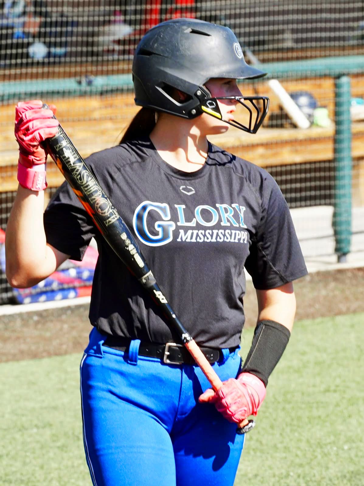 MS Glory 18U National’s Ada Woodruff prepares for her at-bat during a weekend matchup. The 2026 standout is committed to Delta State University.